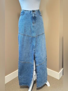 wild fable Blue Denim Maxi Skirt with Front Slit